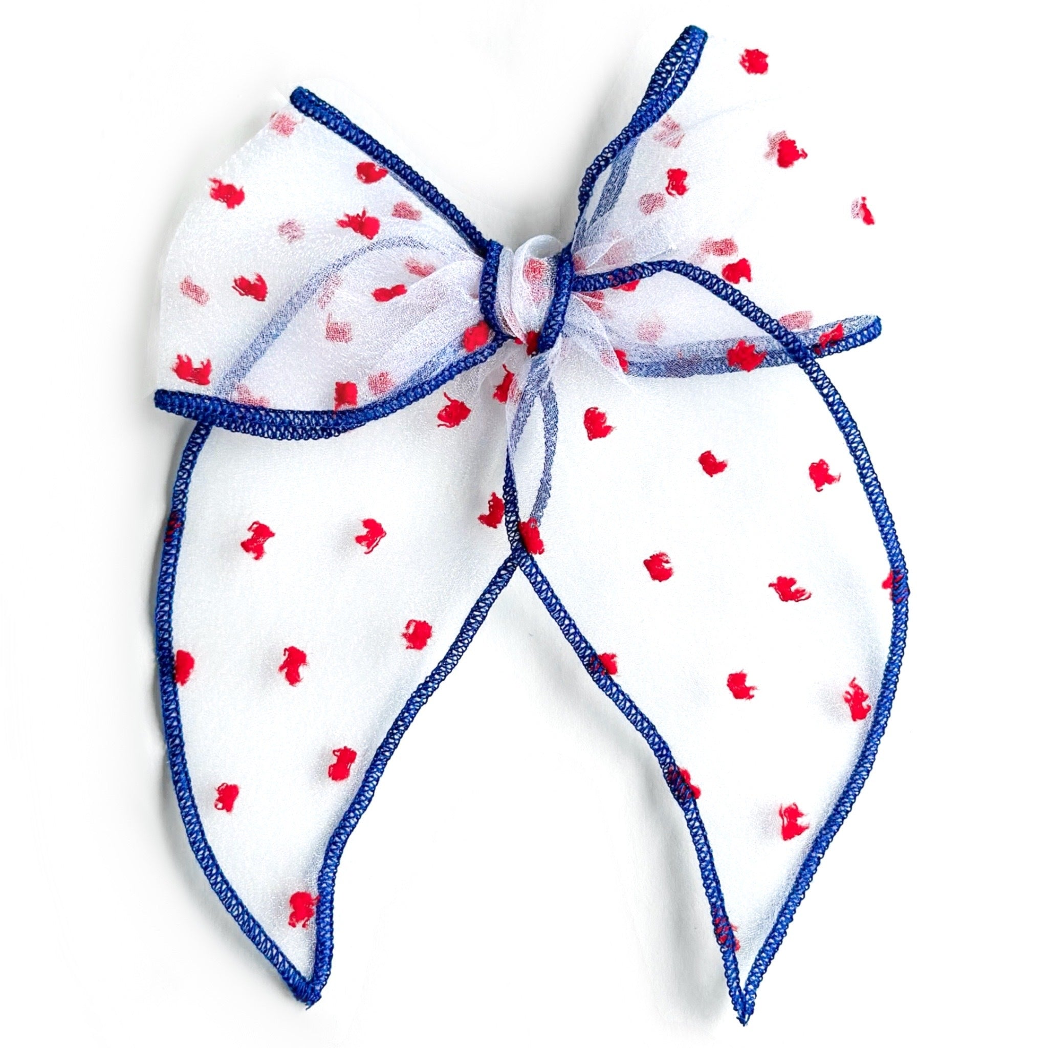 Red, white and blue sheer dot 4th of july hair bow
