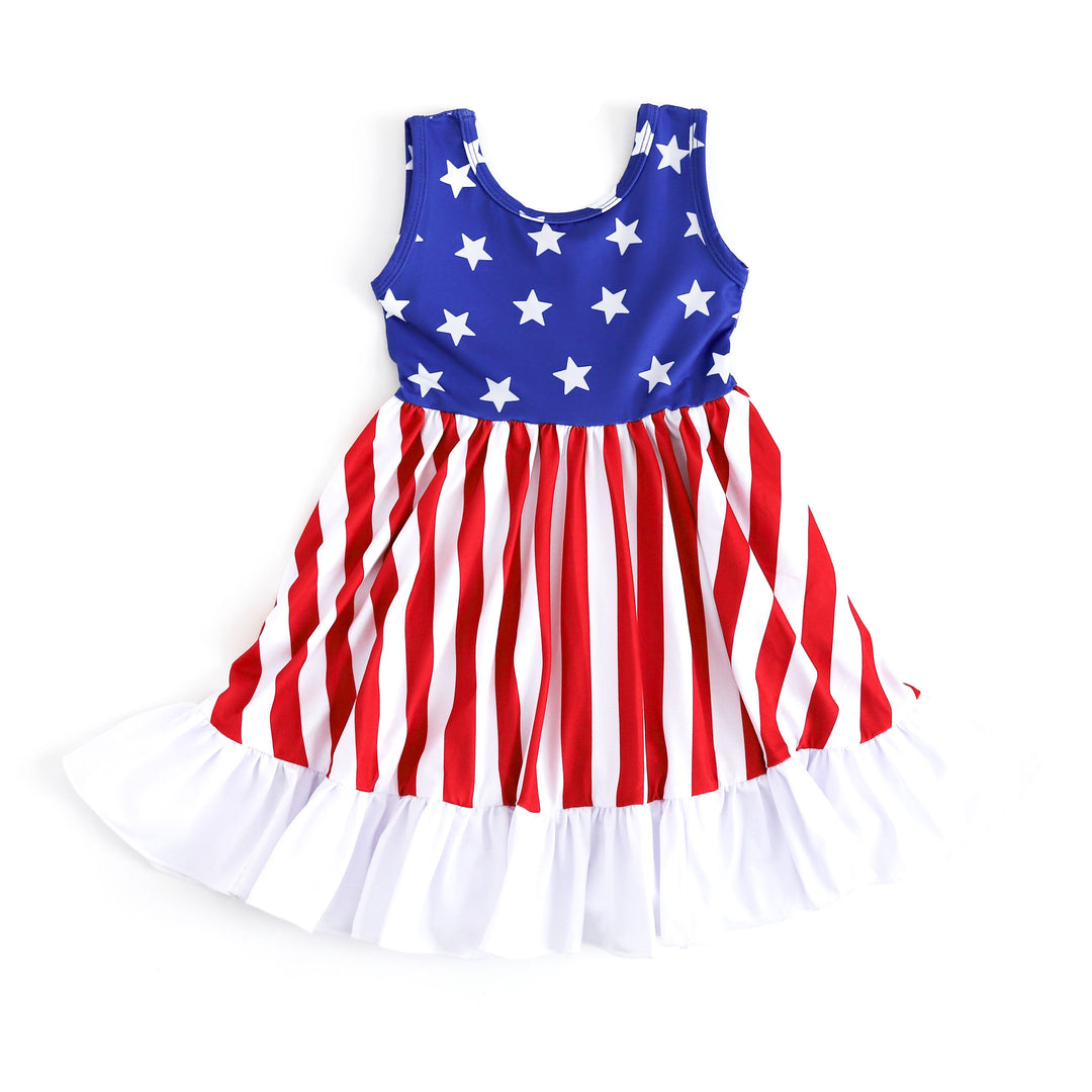 girls' 4th of july "betsy" flag inspired twirl dress