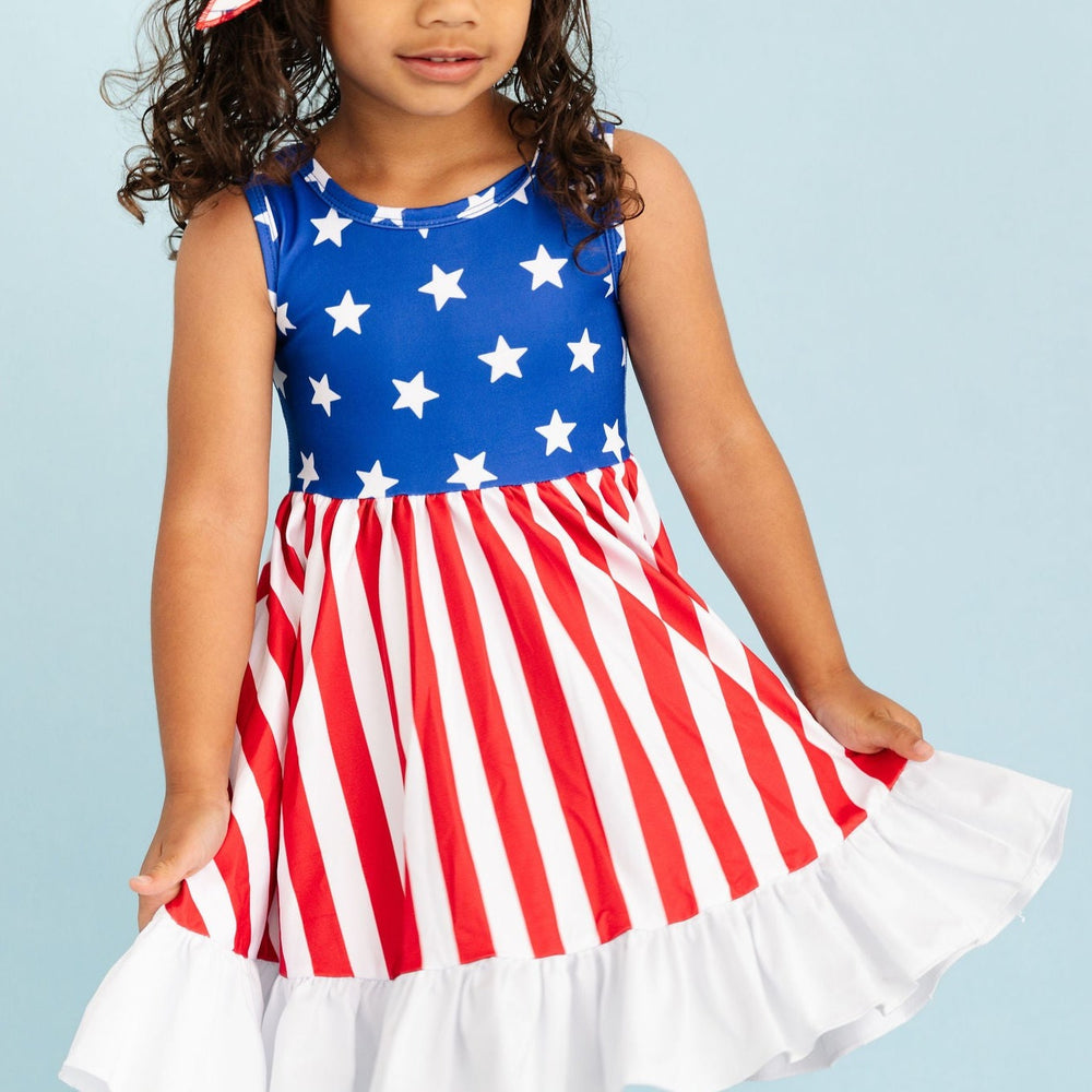 american flag inspired tank top dress for girls