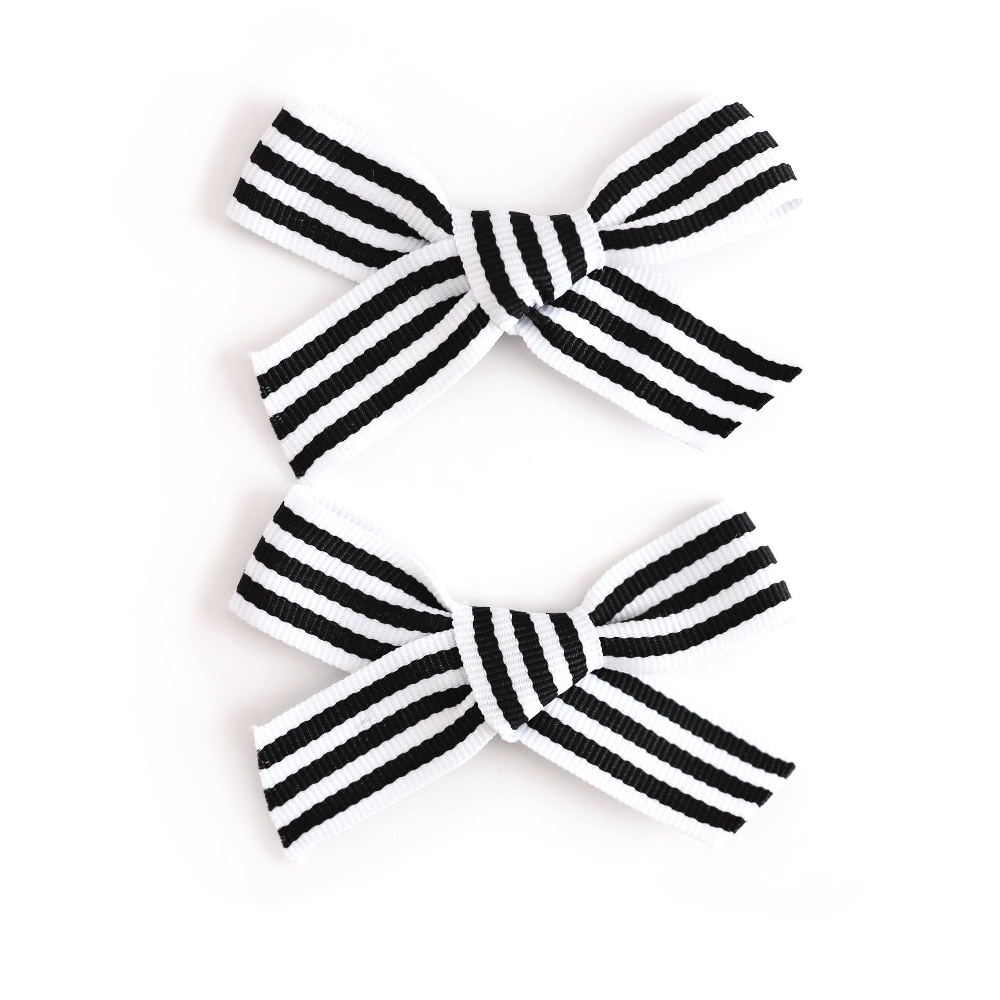 girls' black and white striped ribbon bows on pigtail clips to match Halloween outfits