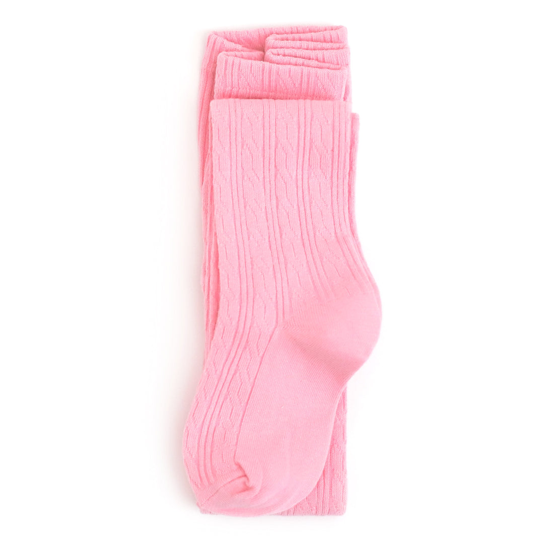 high quality pink cable knit tights for babies, toddlers and little girls