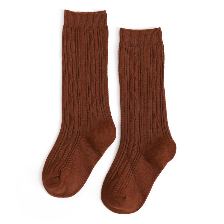 brown cable knit knee high socks