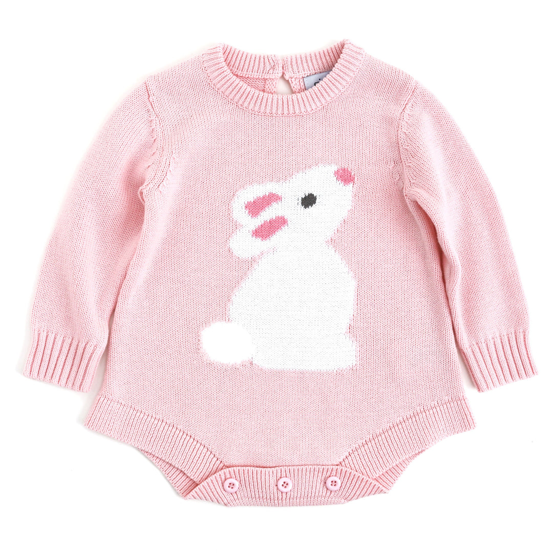 baby and toddler girls pink easter bunny sweater romper