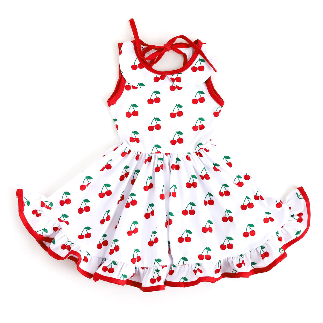 girls' cherry print summer twirl dress