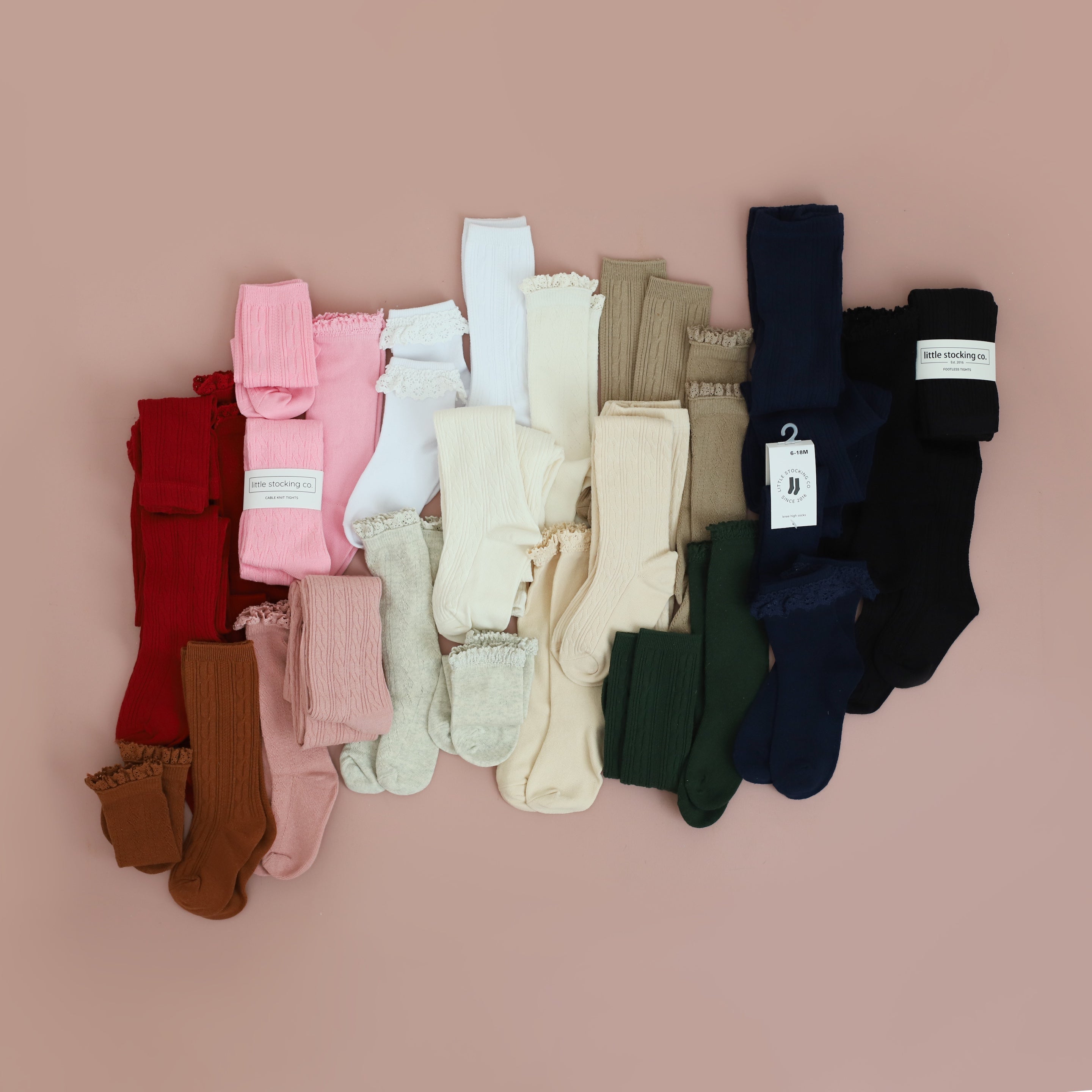 girls knee high socks and tights in basic and neutral colors