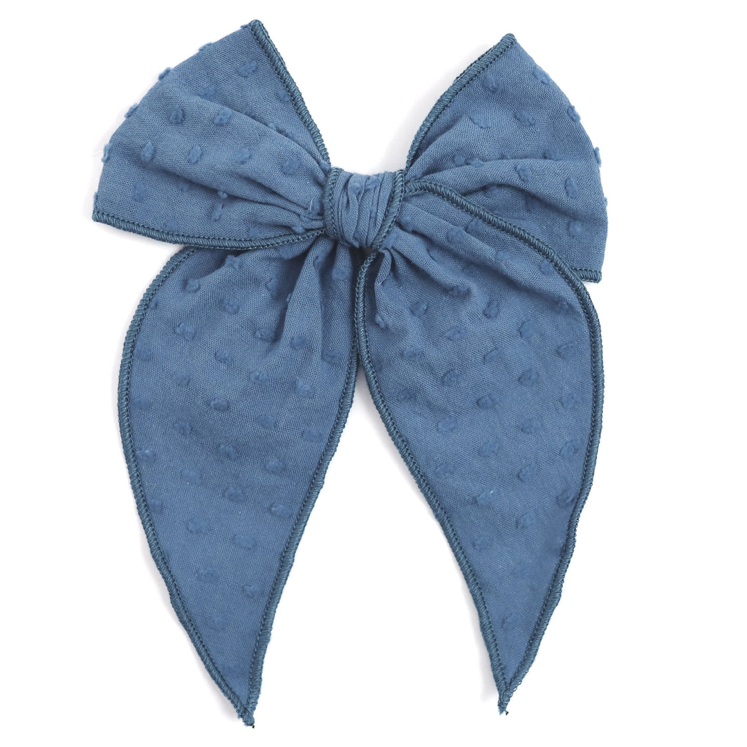 denim blue girls hair bow 
