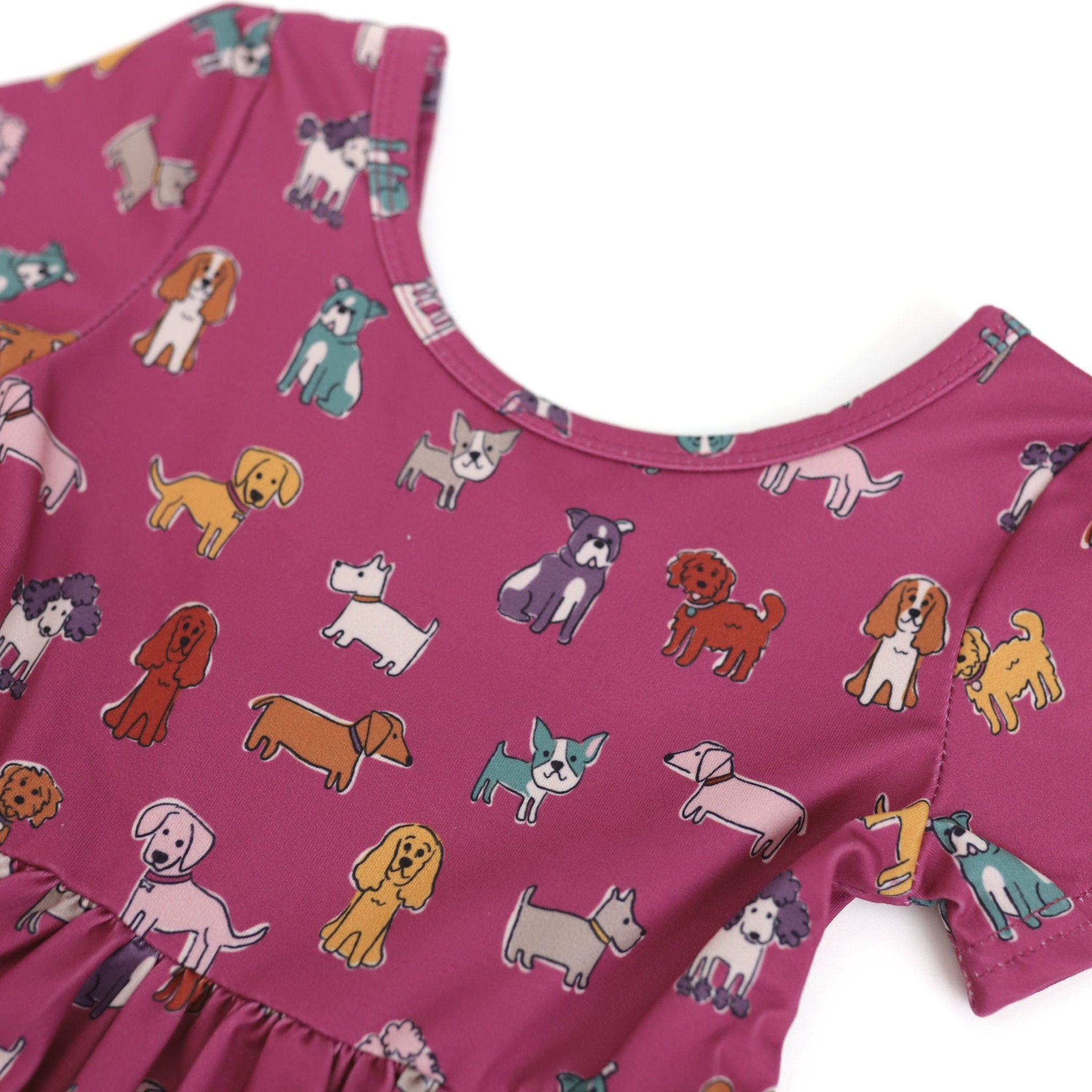 girls' mulberry base dog print dress detail
