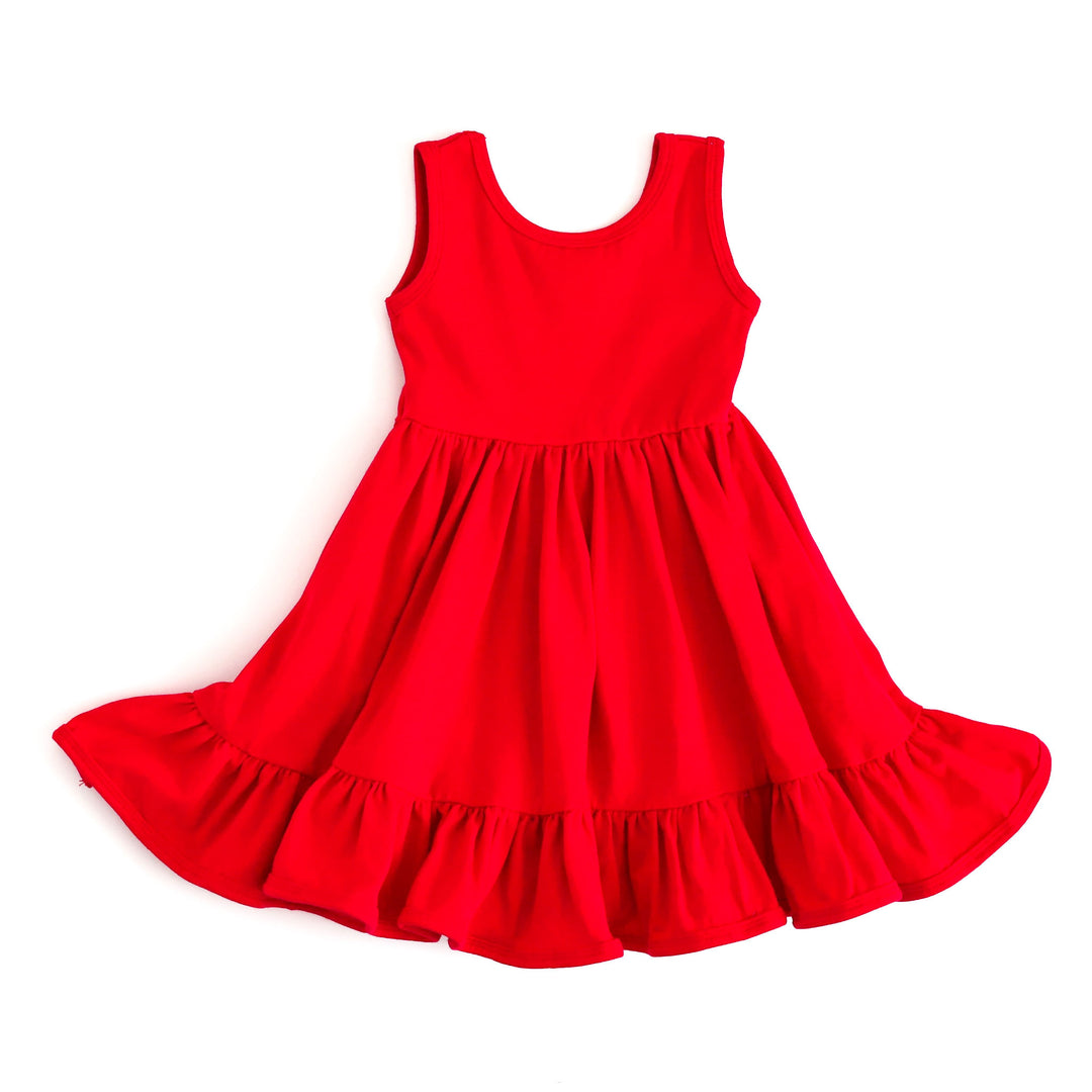 girls 4th of july firecracker red cotton summer twirl dress with pockets
