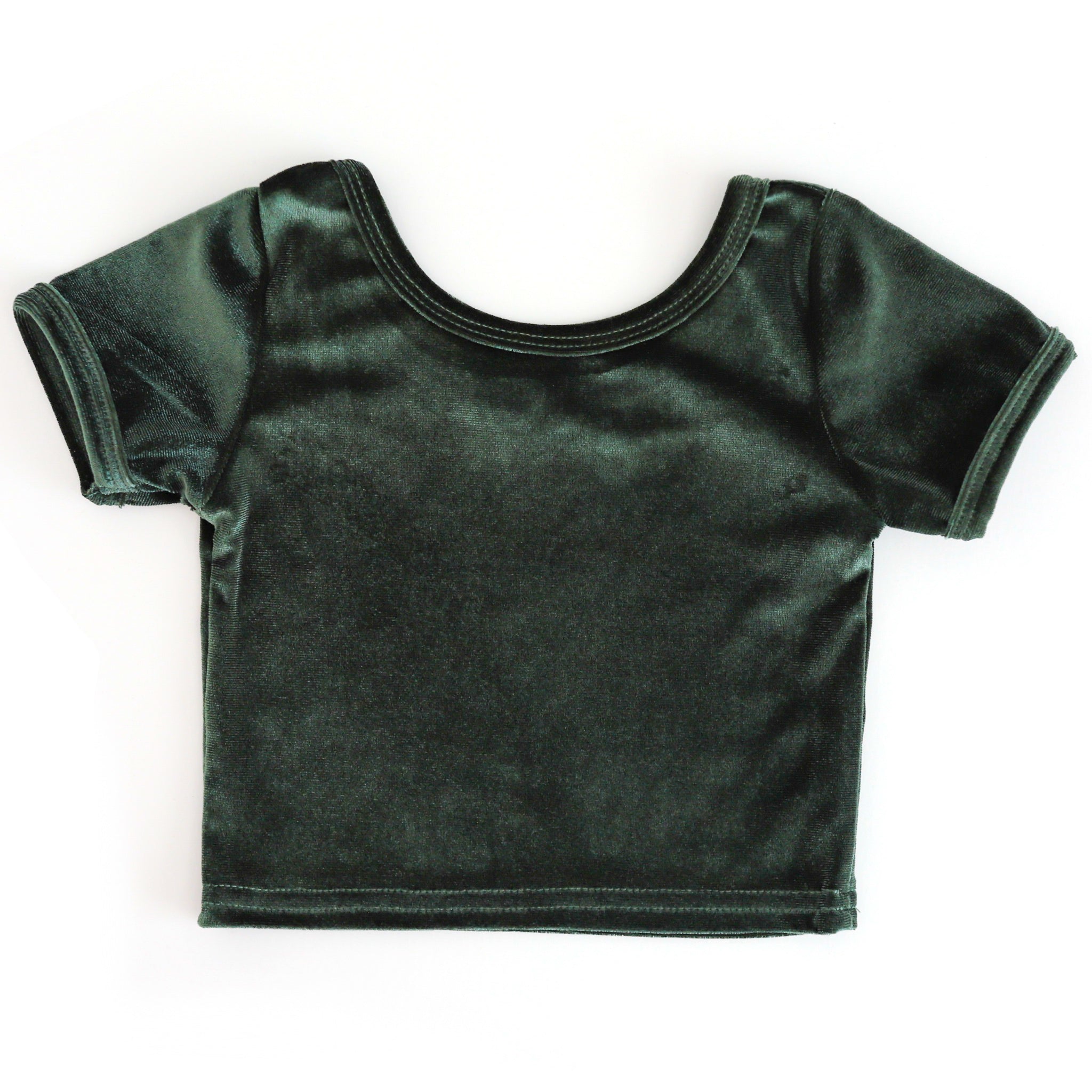 girls forest green velvet charm top for vintage Christmas mix and match