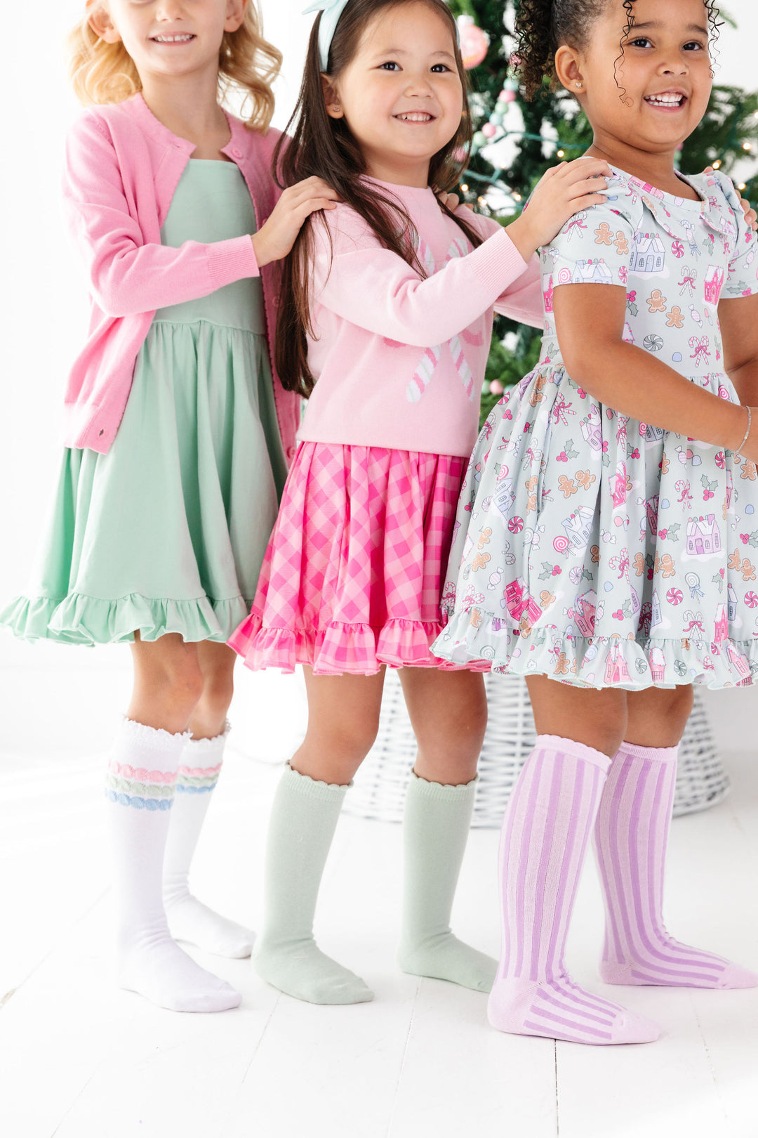girls christmas outfits pastel candy gingerbread