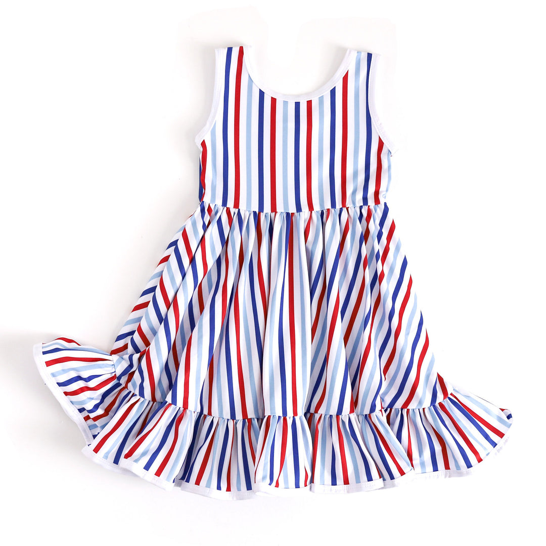 girls 4th of july striped summer twirl dress