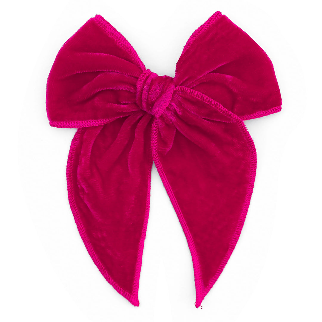 hot pink velvet hair bow