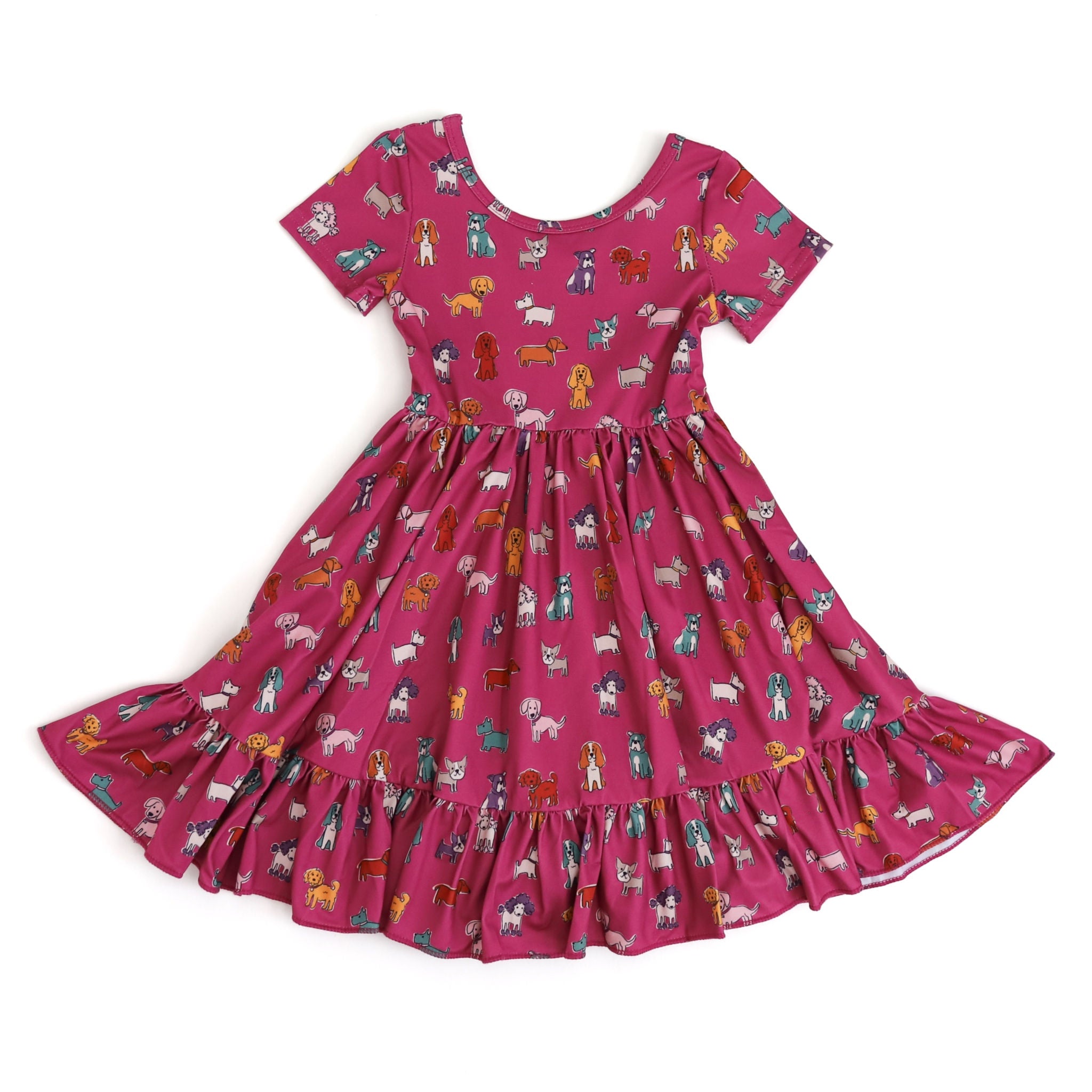 girls' mulberry base dog print twirl dress