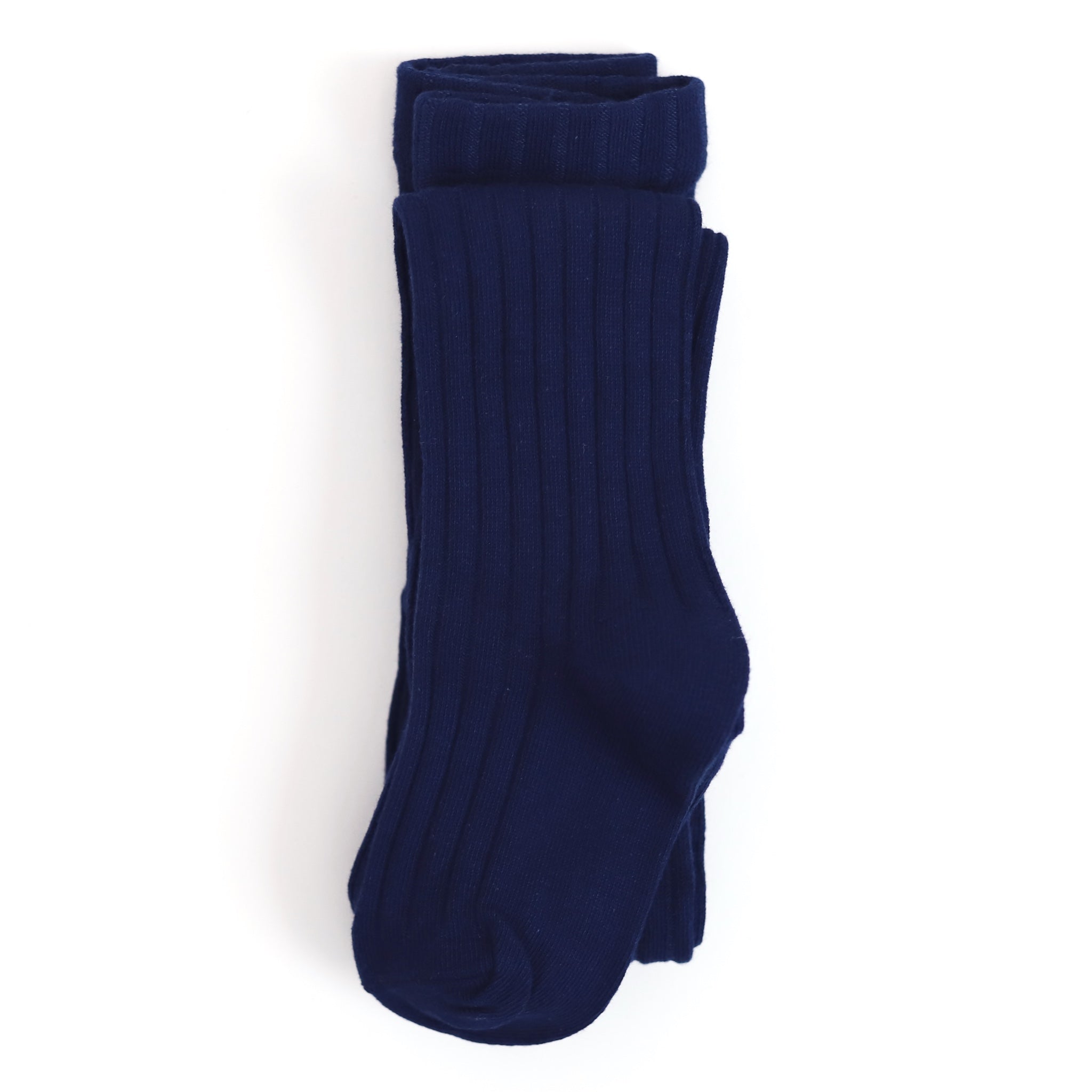 ribbed cotton tights in navy blue for babies, toddlers and girls.