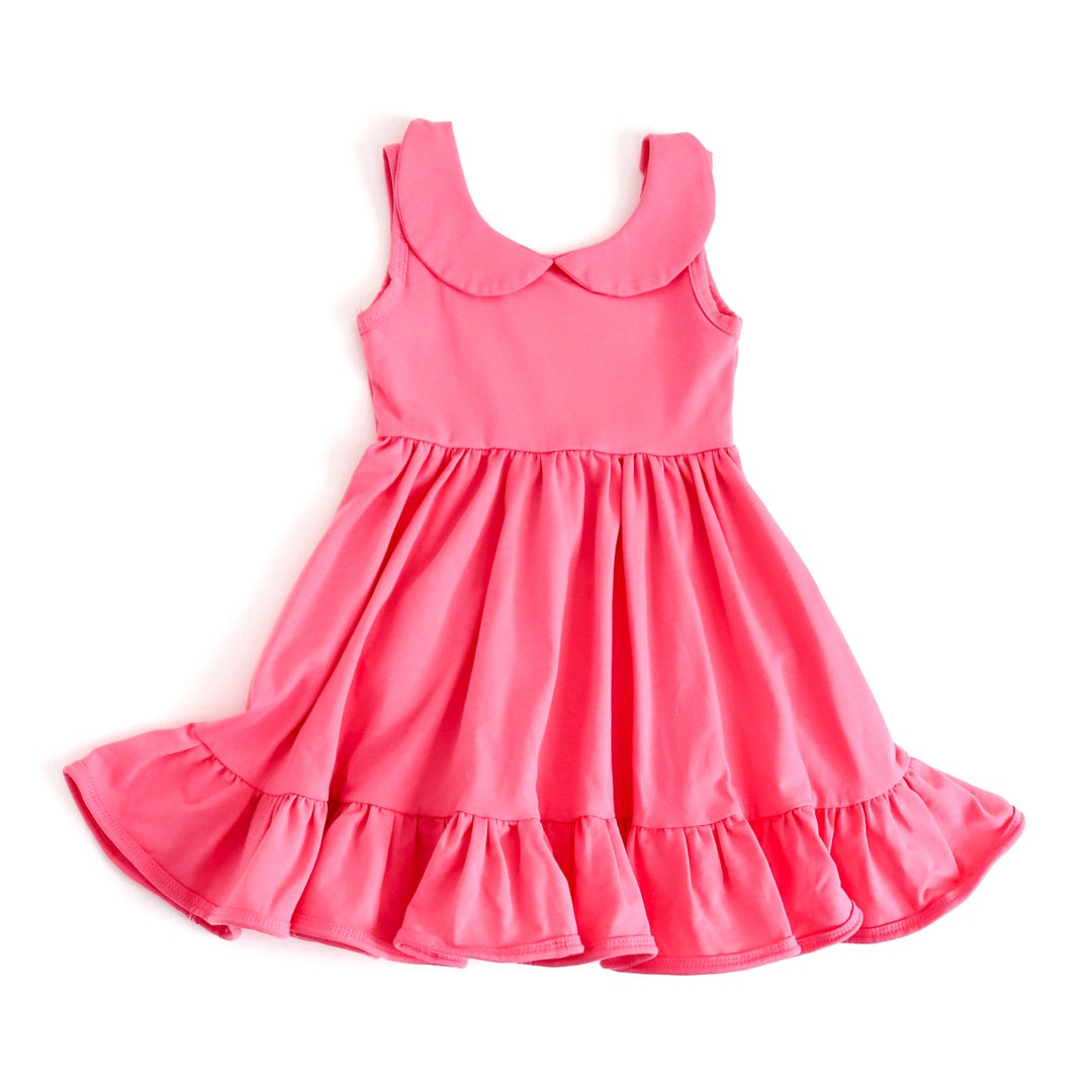 pretty pink girls summer tank top dress with pockets in "rodeo pink"