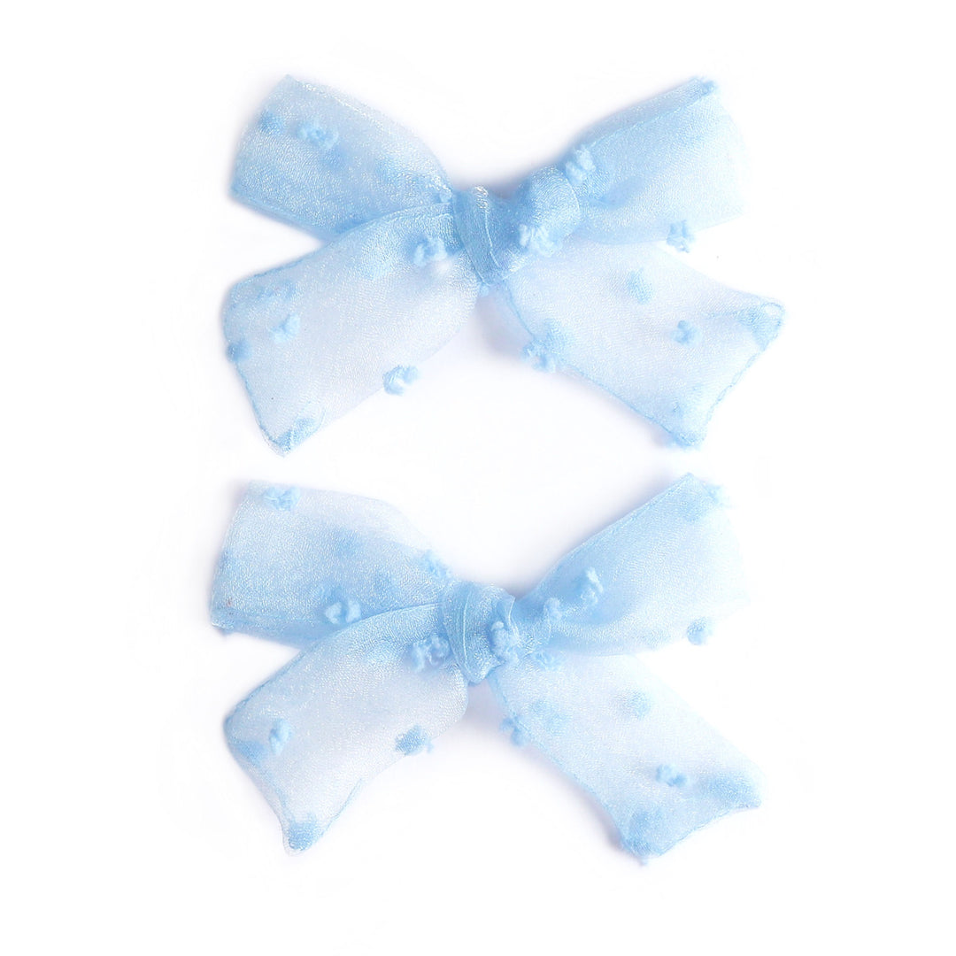 seaside light blue sheer pigtail style hair bows