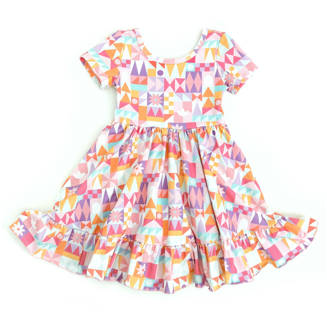 small world inspired girls twirl dress