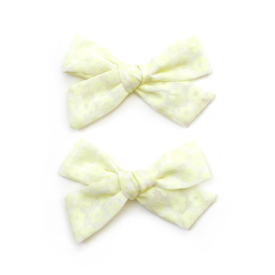 sheer sunshine yellow floral pigtail hair bows