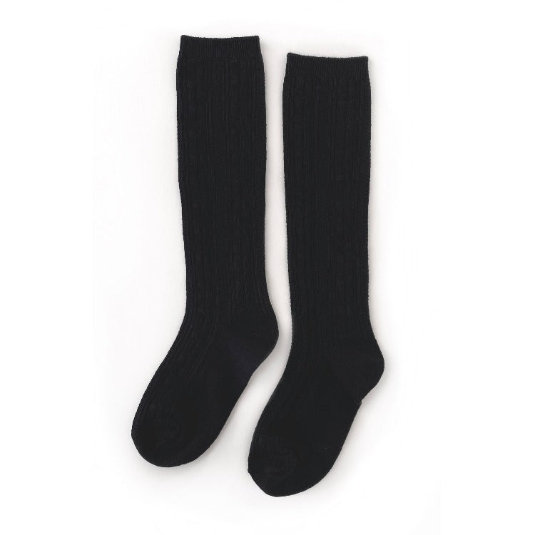 black cable knit knee high socks by little stocking co.
