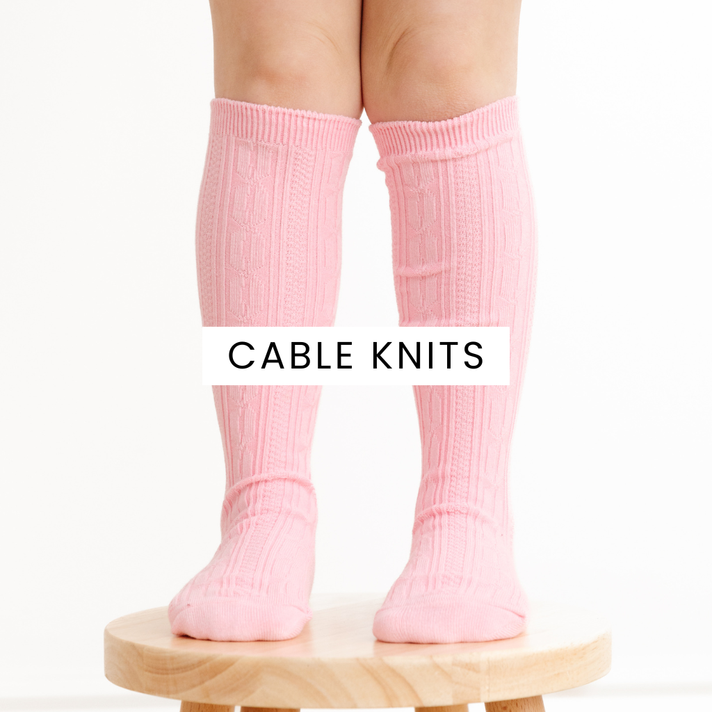 Cable Knit Knee High Socks for Girls