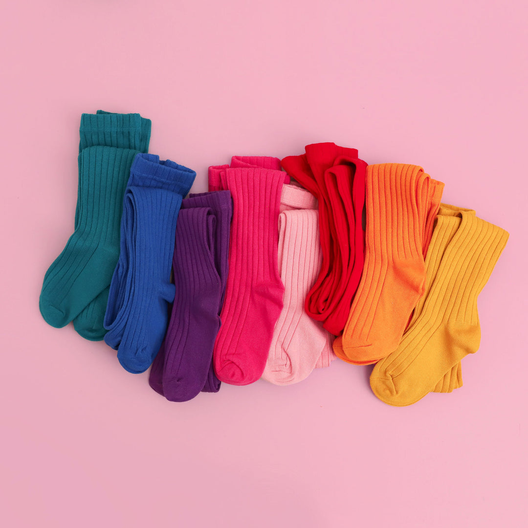 ribbed cotton tights for girls, toddlers and babies