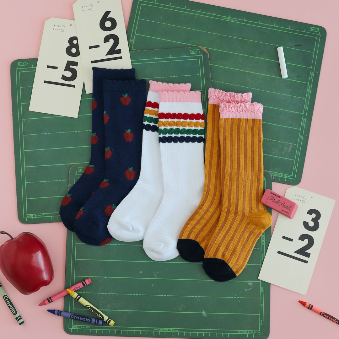 girls spring socks knee highs, ruffles, lace, bows