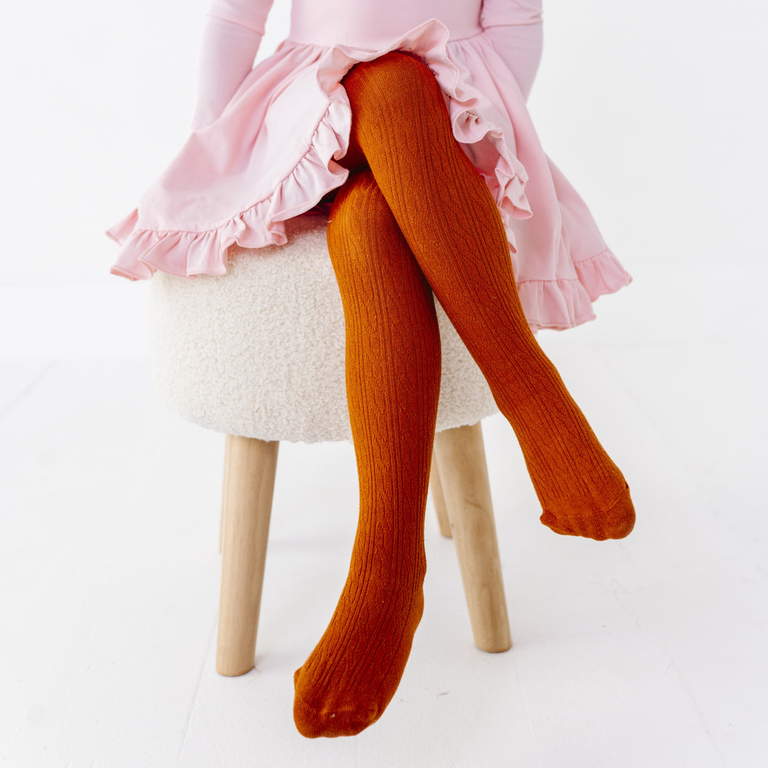 Pumpkin Spice Cable Knit Tights