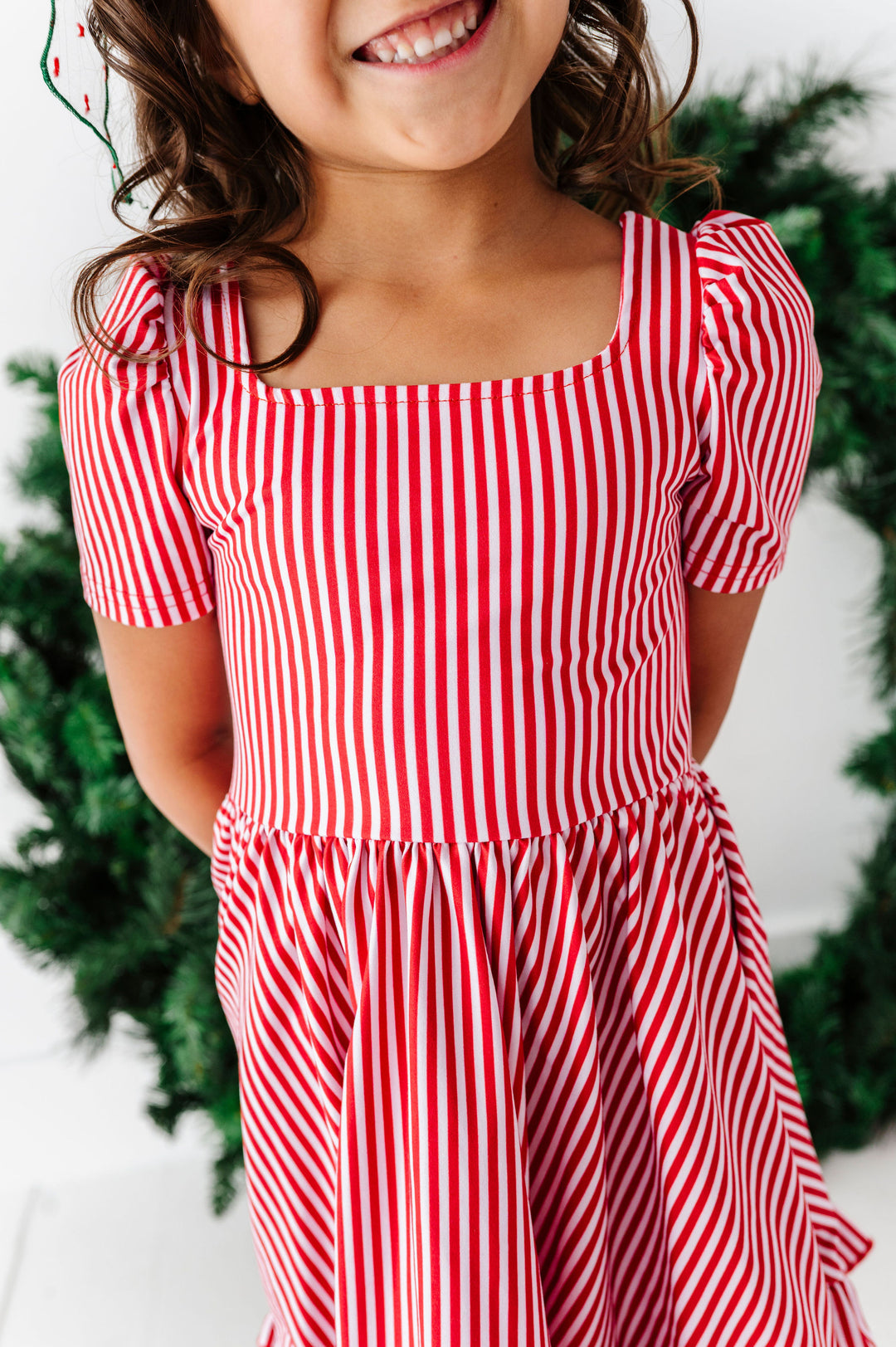 Red Pinstripe Mod Twirl Dress