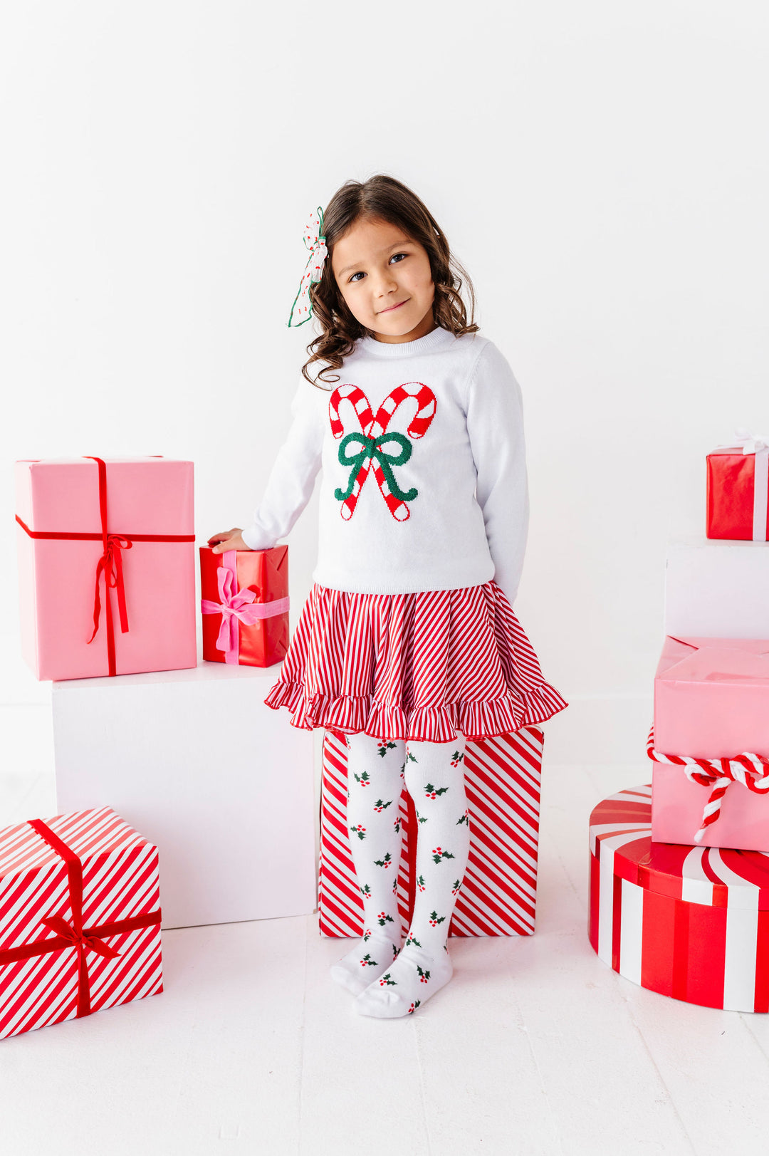 Red Pinstripe Mod Twirl Dress