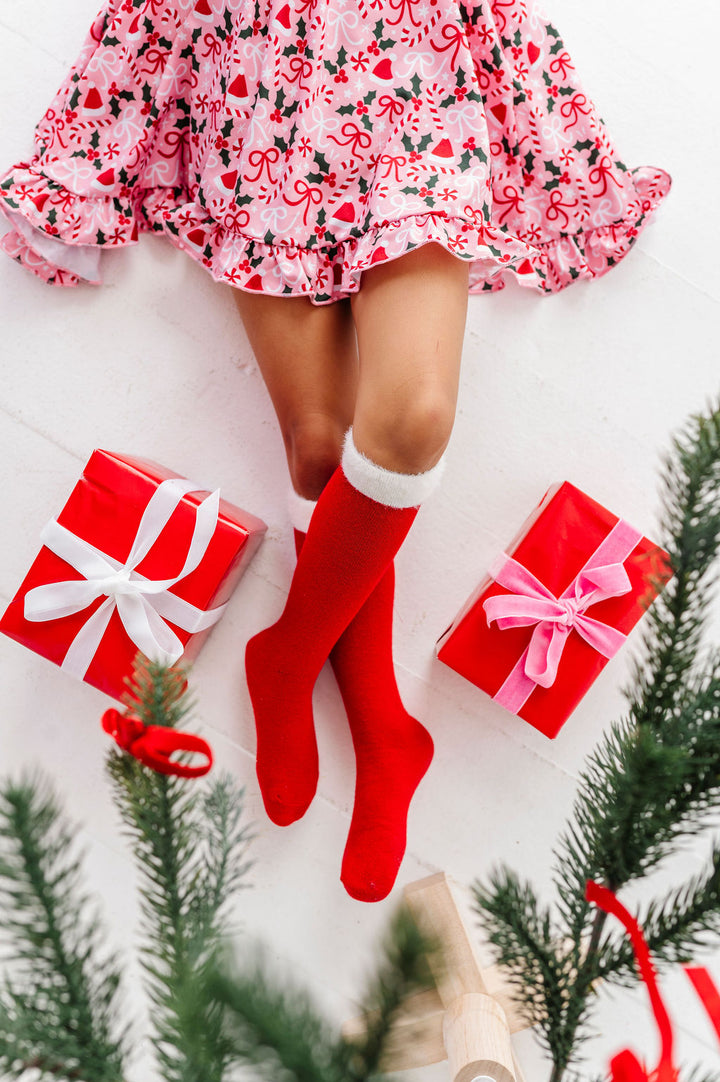 Fluffy Santa Baby Knee Socks
