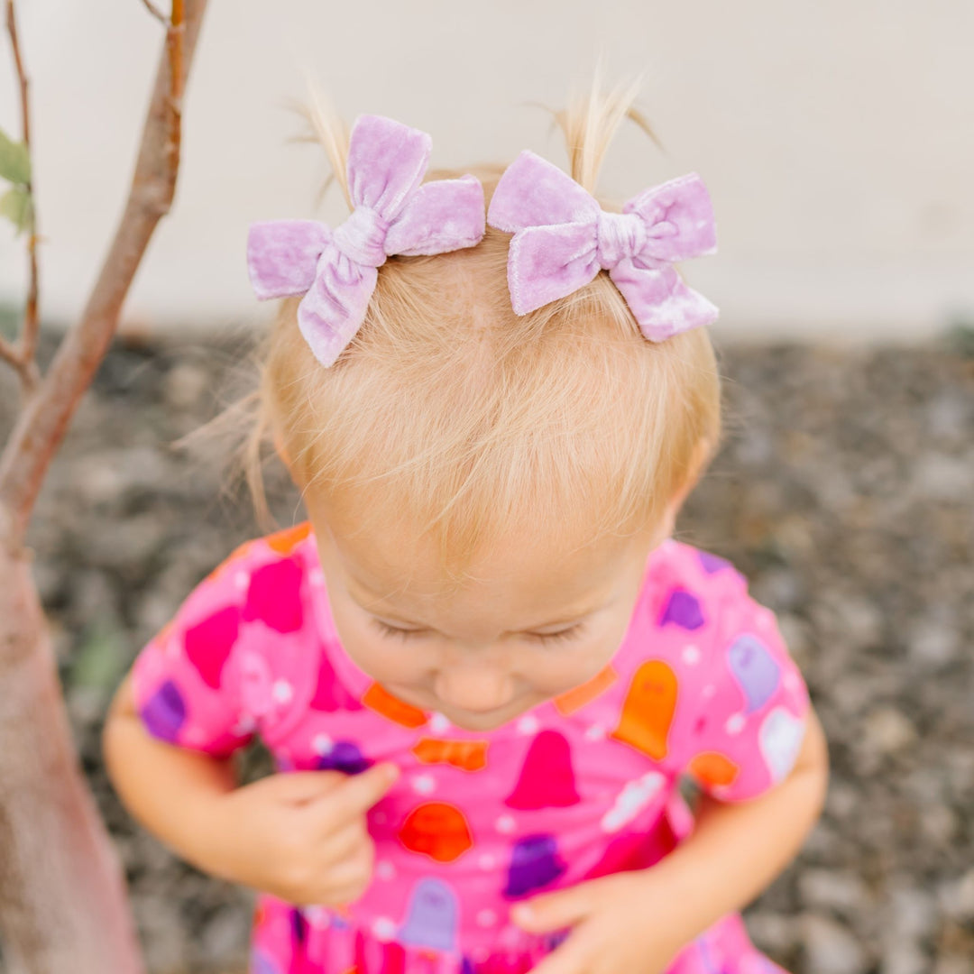 Pigtail Bows - Wisteria Velvet