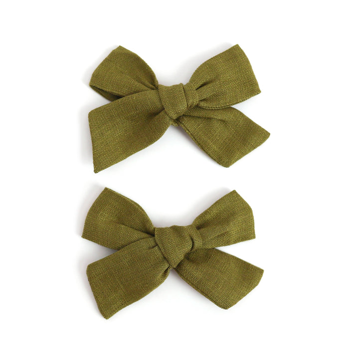 Pigtail Bows - Olive