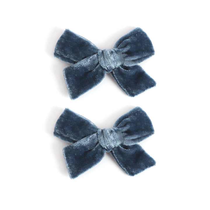 Pigtail Bows - Denim Velvet