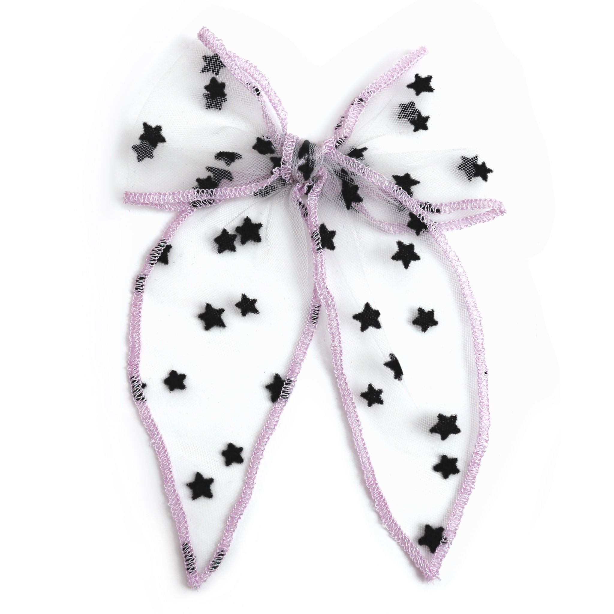 Party Girl Bow - Sheer Stars, Lavender Trim