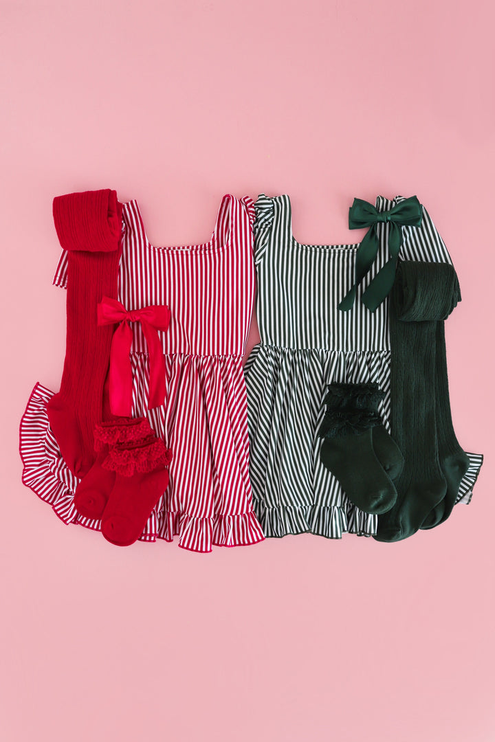 Red Pinstripe Mod Twirl Dress