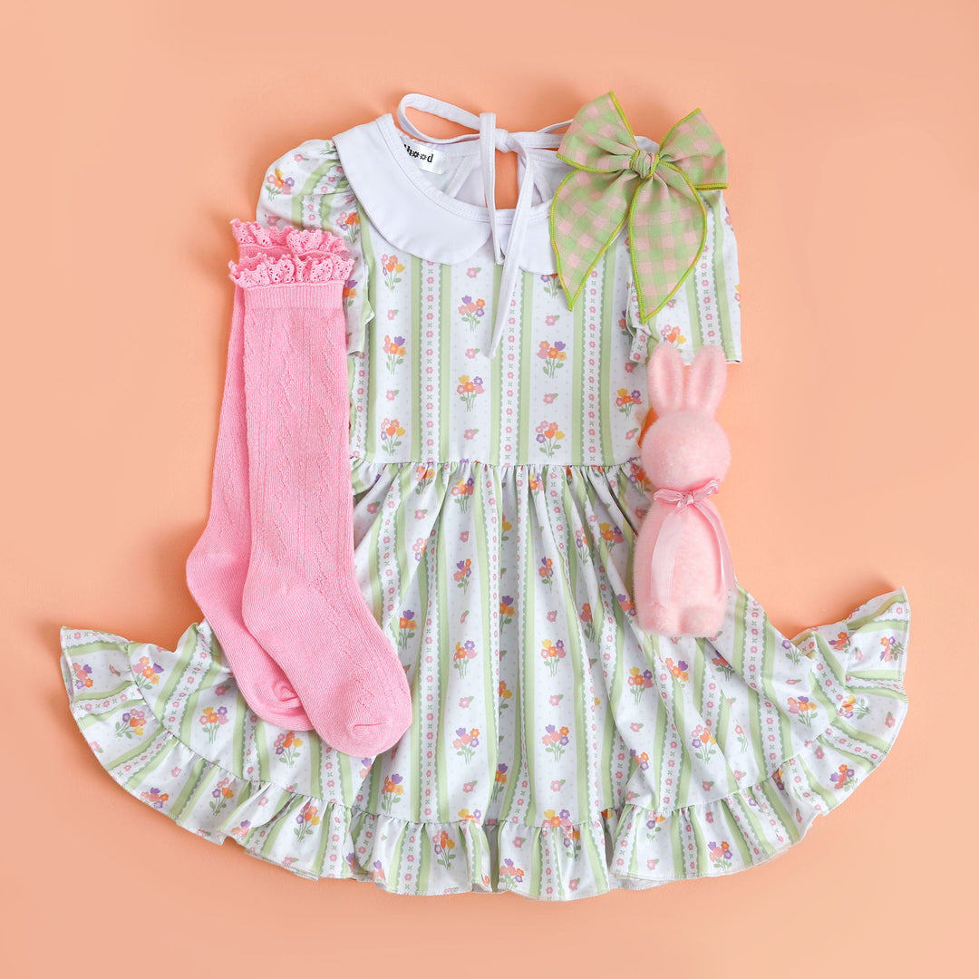 girls easter twirl dress inspired by vintage wallpaper and spring flowers