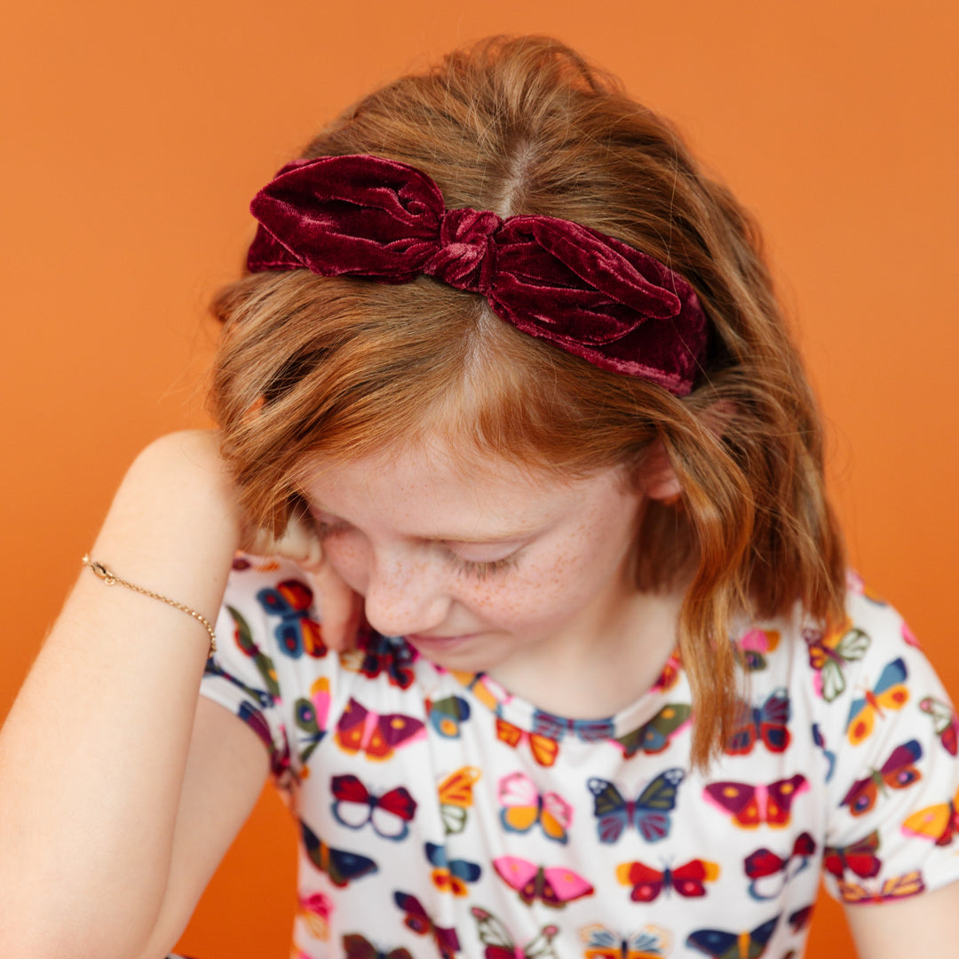 Bow Headband - Burgundy Velvet