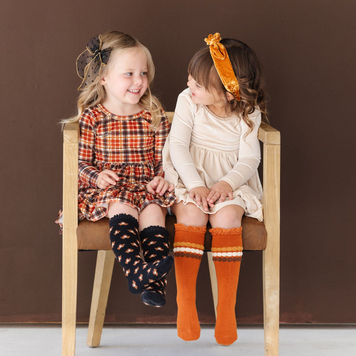 Black Floral Lace Top Knee High Socks