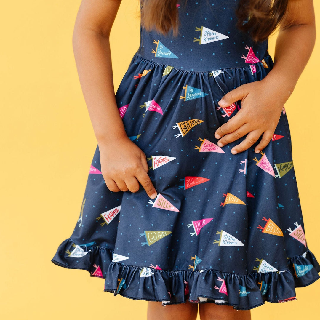 girls twirl dress back to school pennants