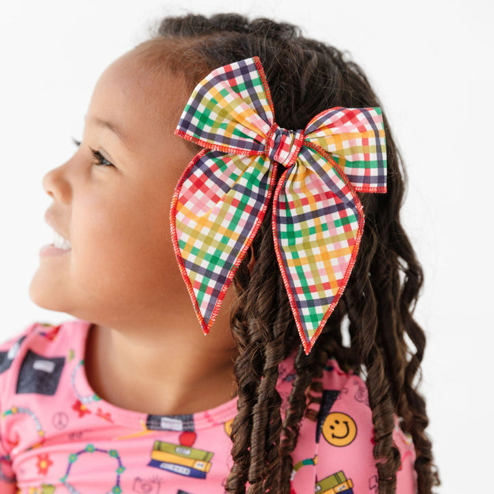 Party Girl Bow - Rainbow Plaid