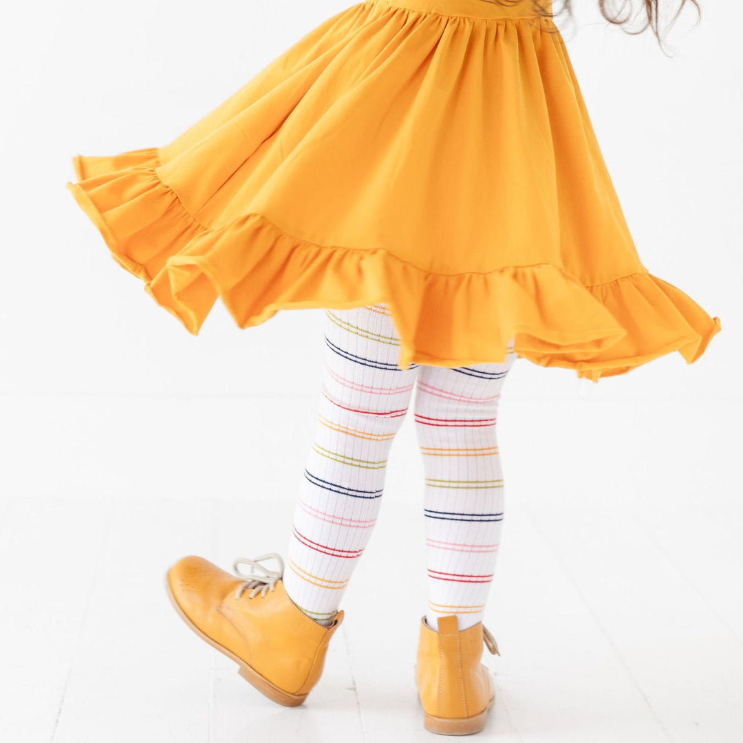 Ribbed Knit Tights - Rainbow Stripe