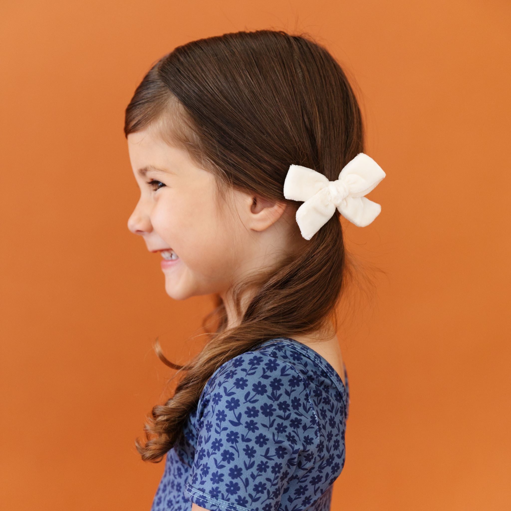 Pigtail Bows - Ivory Velvet