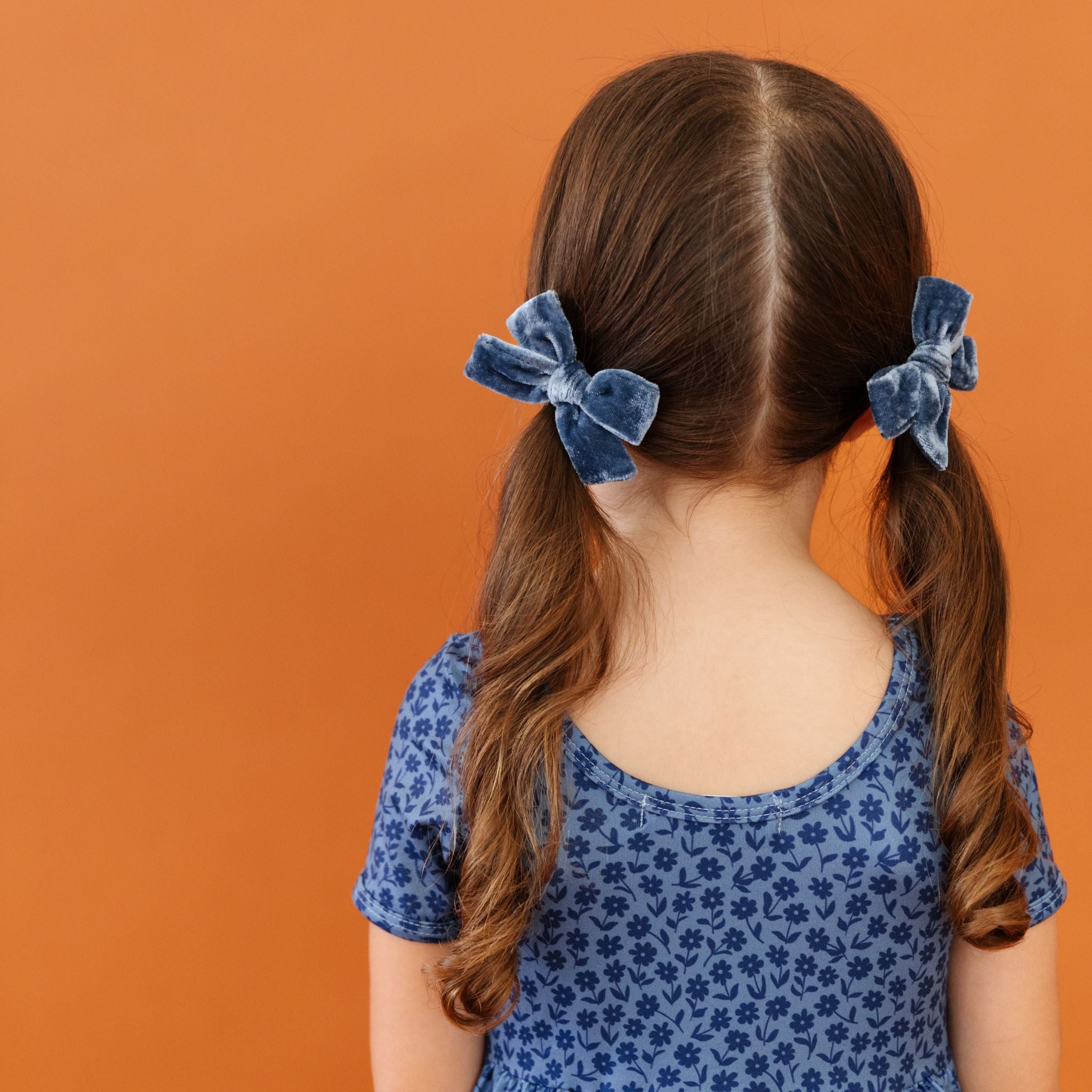 Pigtail Bows - Denim Velvet