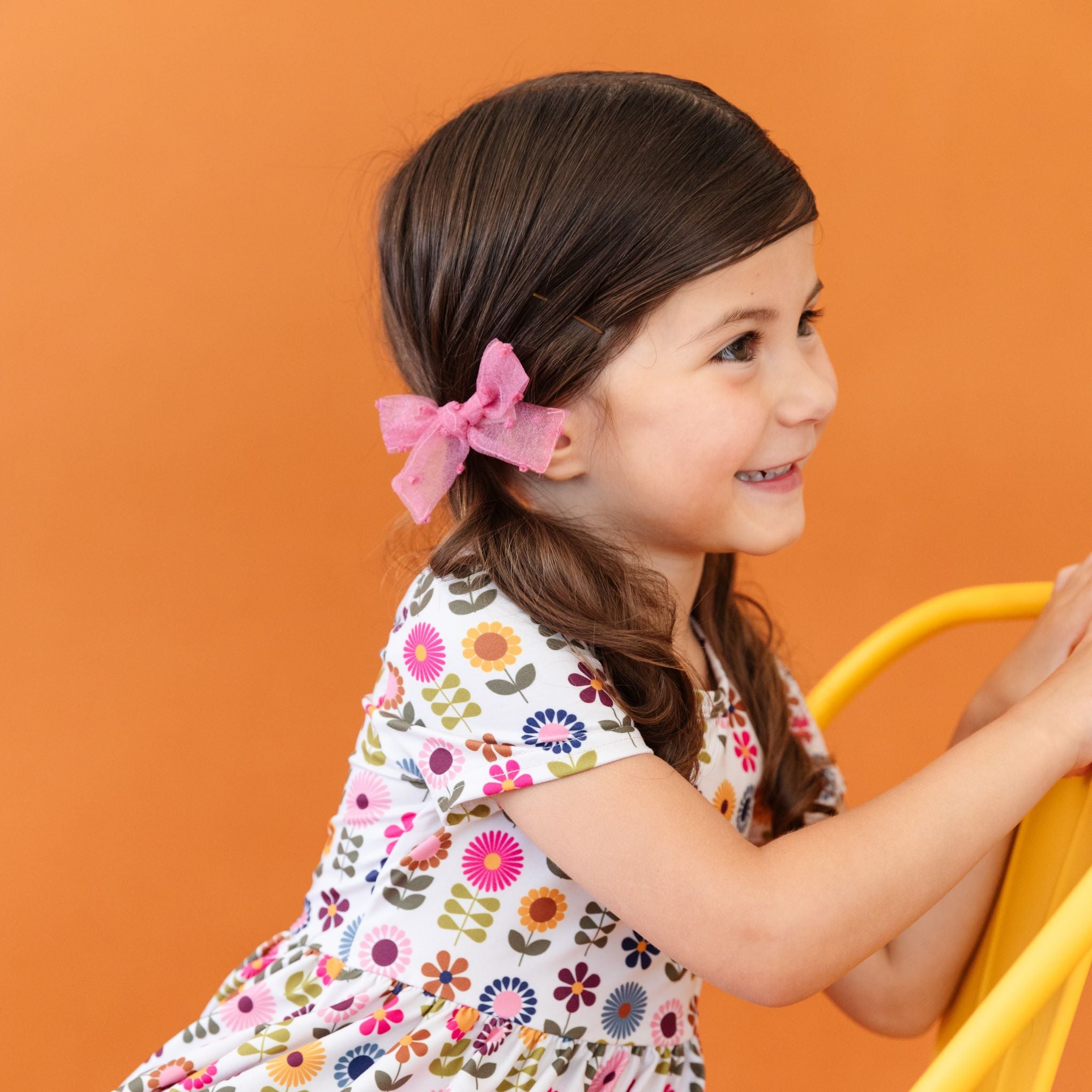 Pigtail Bows - Taffy Sheer Dot