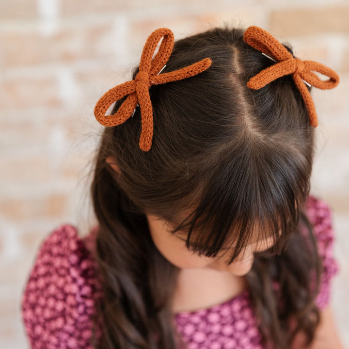 Yarn Pigtail Bows - Sugar Almond