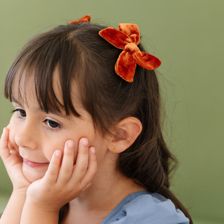 Pigtail Bows - Pumpkin Spice Velvet