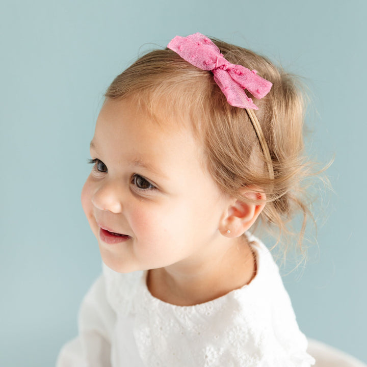 Baby Bow - Mulberry Sheer Dot