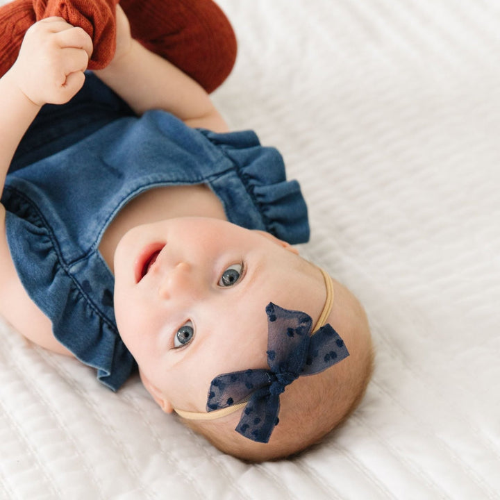 Baby Bow - Navy Sheer Dot