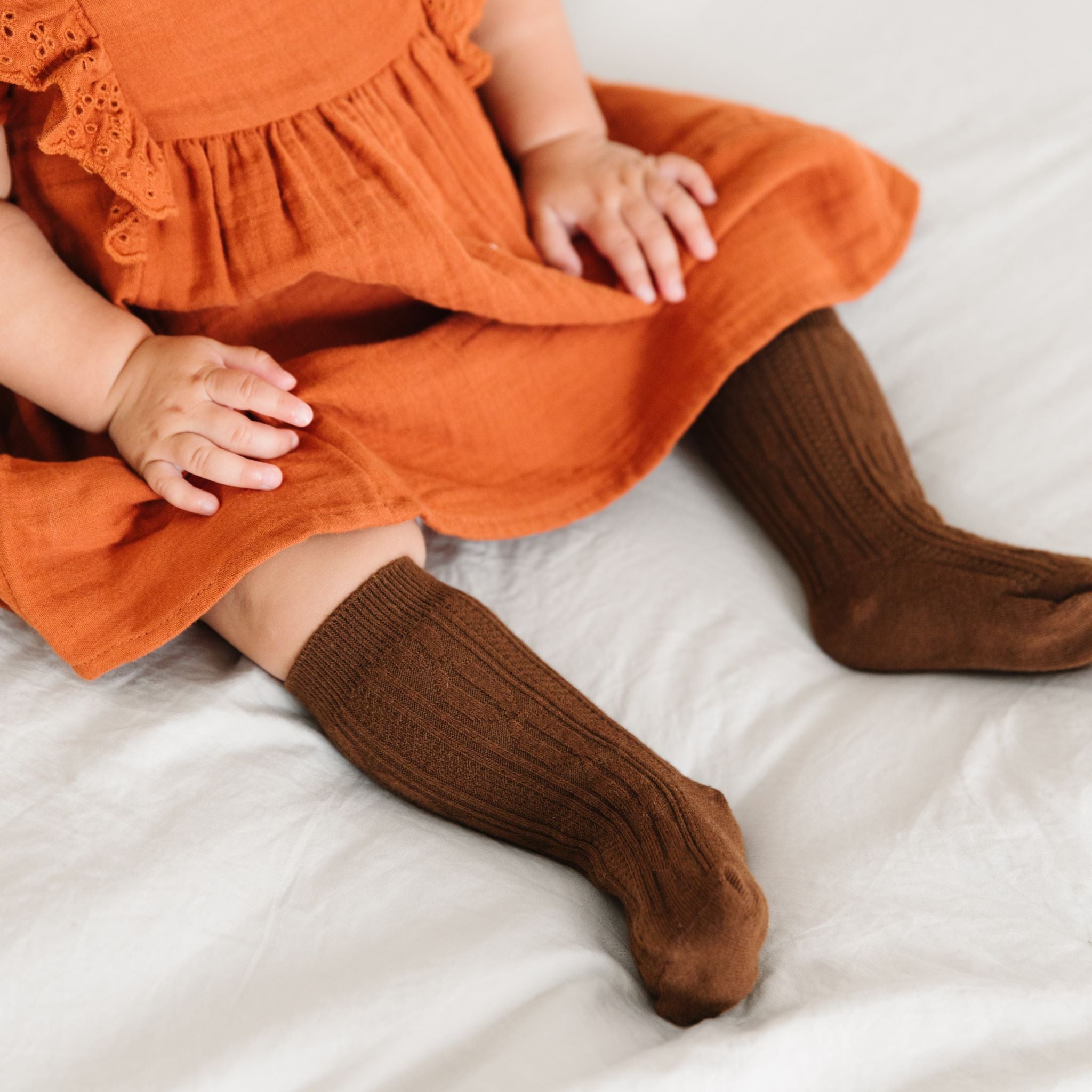 Brownie Cable Knit Knee High Socks