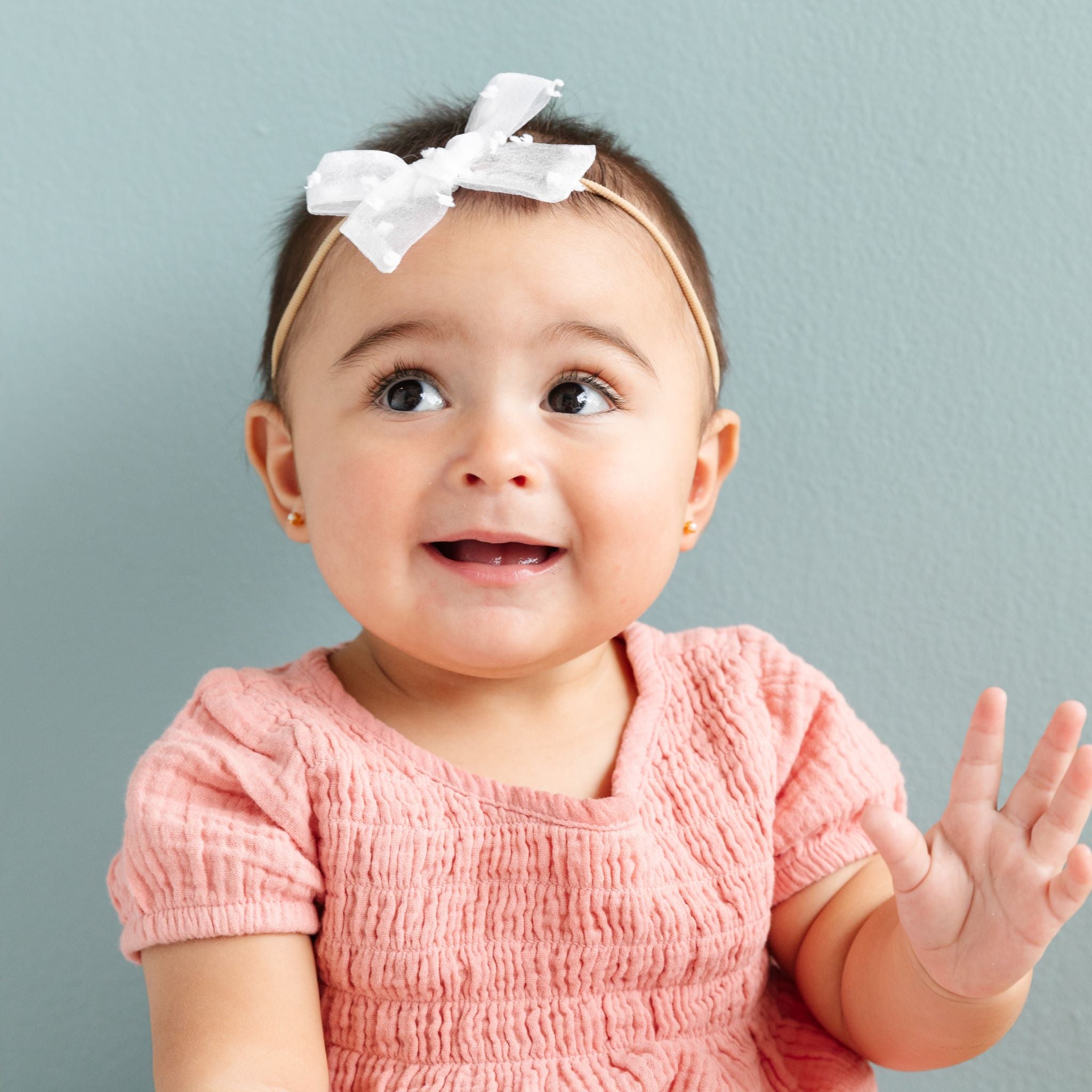 Baby Bow - White Sheer Dot